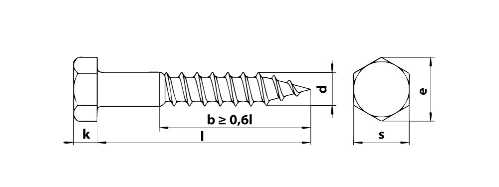 SC-Normteile® | Sechskant Holzschrauben mit Unterlegscheiben - 4 x 20 mm -  (5 Stück) - Schlüsselschrauben - DIN 571 / DIN 9021 - Edelstahl A2 (V2A /