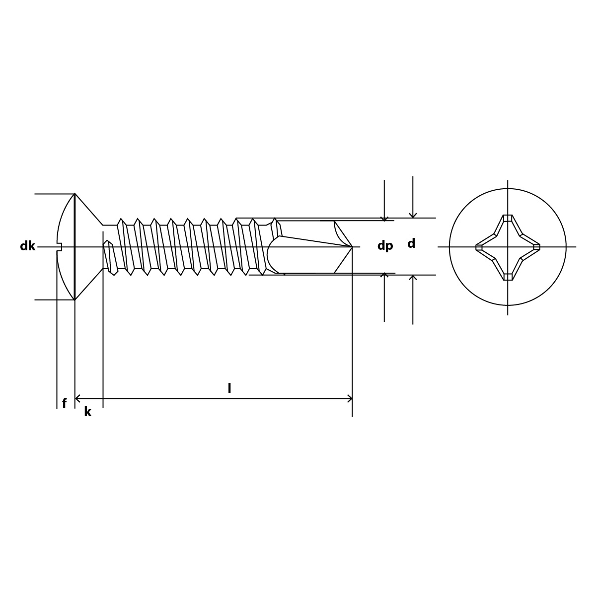 DIN 7504-linsensenkopf Skizze