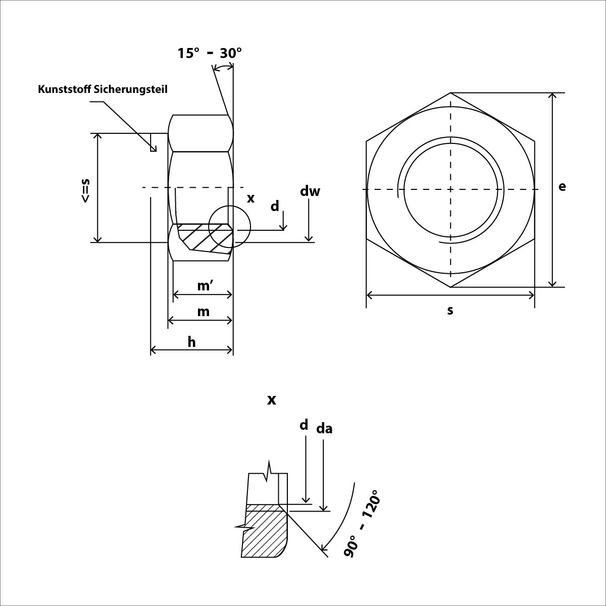 Sicherungsmutter Selbstsichernde Muttern DIN 985 Edelstahl A2 V2A A4 M2-M24