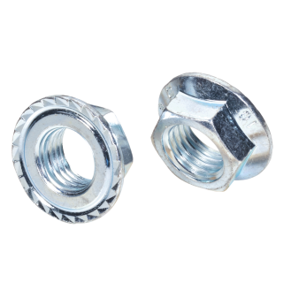 Flanschmuttern  Sechskant Kl. 10 verzinkt mit Sperrzähnen unter Flansch oberflächengehärtet M 12 100 Stück