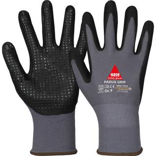 Padua Grip, 5-Fg.-Sicherheitshandschuhe, Nitril Foam genoppt Gr. 6