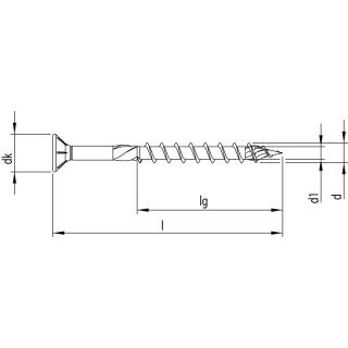 HECO-TOPIX Terrassenschrauben 5x70 TG T-25 Senkkopf Frsrippen Edelstahl A2 200 Stck