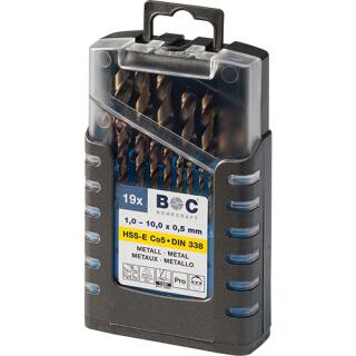 Bohrcraft HSS-E DIN 338 kobalt Typ N in GripBox 19-tlg. 1,0 - 10,0 x 0,5 mm stg. / VE 10