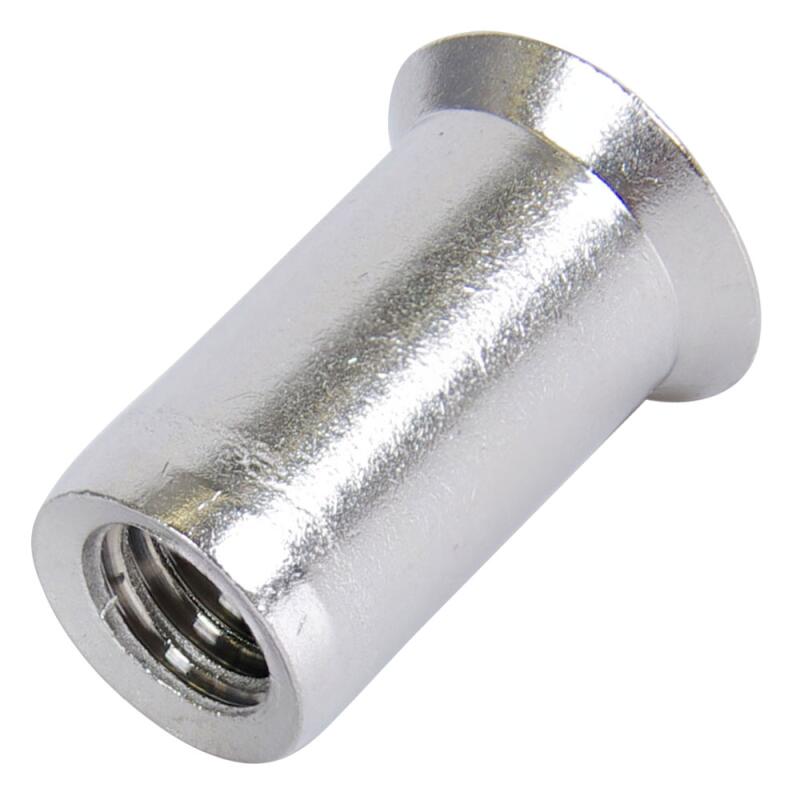 100 Stk Blindnietmuttern M6 Edelstahl A2 Flachkopf ger 0,5-3mm Einnietmuttern 