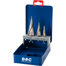 Bohrcraft Spiralnut Stufenbohrer HSS in Metallkassette 3-tlg. Gr. 1 / 2A / 3A / STB3-S 4,0-30,0mm