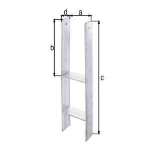 H-Pfostenträger GAH Typ 365v feuerverzinkt zum Einbetonieren 121x600/6 1 Stück