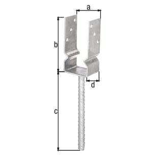 U-Pfostenträger aus Riffelstahl feuerverzinkt zum Einbetonieren Typ 751 GAH