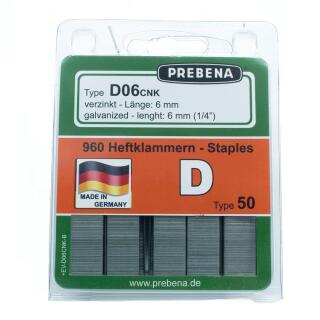 Heftklammern im Blister verzinkt Prebena D06CNK-B 960 Stück