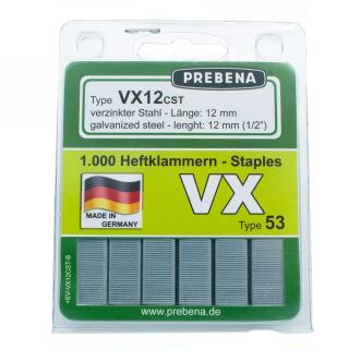 Heftklammern im Blister verzinkter Stahl Prebena VX12CST-B 1000 Stück