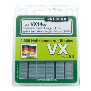 Heftklammern im Blister verzinkter Stahl Prebena VX14CST-B 1000 Stück