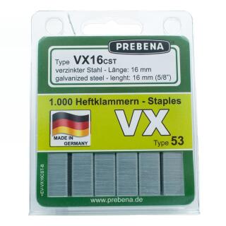 Heftklammern im Blister verzinkter Stahl Prebena VX16CST-B 1000 Stück