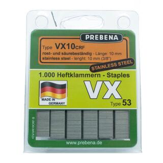 Heftklammern im Blister Edelstahl 1.4301 Prebena VX10CRF-B 1000 Stück