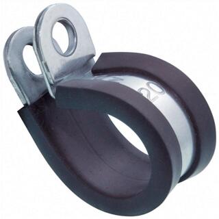 Halteschelle DIN 3016 mit Gummieinlage Edelstahl A2/Gummi 25mm, Bandbreite 15mm 50 Stück
