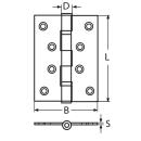 Scharnier, schwere Ausführung Edelstahl A4 96x100mm 2 Stück