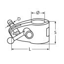 Rohrmittelstück mit Knebel, 2-tlg. Edelstahl A4 für 30mm Rohr 1 Stück