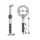 Augbolzen mit Holzgewinde und Ring Edelstahl A4