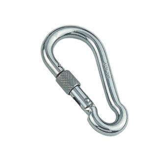 Karabinerhaken mit Sicherheitsmutter Edelstahl A4 4x40mm 10 Stück