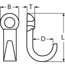 Kleiderhaken Edelstahl A4 40x15mm 10 Stück