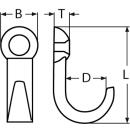 Kleiderhaken Edelstahl A4 40x15mm 10 Stück