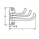 Kleiderhaken 3-fach, schwenkbar Edelstahl A4 106x75mm 1...