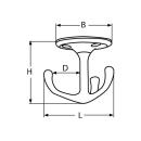 Kleiderhaken 3-fach, drehbar Edelstahl A4 66x57mm 1...