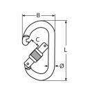 Alu-Karabinerhaken mit Sicherungsmutter Alu 12x113mm 5...