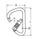 Alu-Karabinerhaken mit Sicherungsmutter Alu 12x117mm 5...