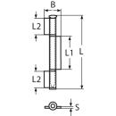 Anschweißscharnier, 3-tlg. Edelstahl A2 140mm, Bolzen herausnehmbar 2 Stück