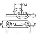 Mastplatte oval mit Ring Edelstahl A2 80mm, Ring 8x45mm 10 Stück