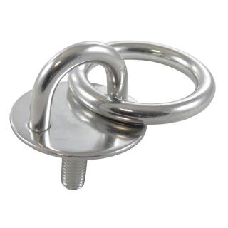 Augplatte rund mit Gewinde und Ring Edelstahl A2