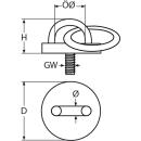 Augplatte rund mit Gewinde und Ring Edelstahl A2