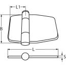 Scharnier mit Schnappabdeckung Edelstahl A4 60x45mm 2...