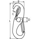 Doppelkarabinerhaken Edelstahl A4 80mm 5 Stück