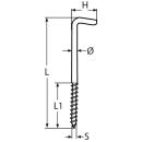 Schraubhaken mit Holzgewinde Edelstahl A2 3,3x40mm 100 Stück