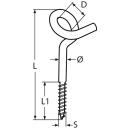 Spiralhaken mit Holzgewinde Edelstahl A2 8,8x120mm 10...