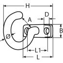 Deckenhaken mit Grundplatte Edelstahl A4 58x58mm 10...