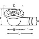 Wasserablauf mit Schlauchanschluss Edelstahl A4 82mm, für Schlauch 38mm 1 Stück