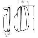 Fenderhalter mit Einhand-Bedienung Edelstahl A4 53mm oval 1 Stück