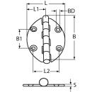 Scharnier Edelstahl A4 57x75mm 4 Stück