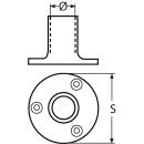 Relingfuß mit runder Grundplatte, 90Grad Edelstahl A4 63,5mm, für Rohr 22mm 1 Stück