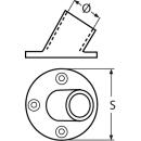 Relingfuß mit runder Grundplatte, 60Grad Edelstahl A4 63,5mm, für Rohr 22mm 1 Stück