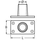 Relingfuß mit rechteckiger Grundplatte, 90Grad Edelstahl A4 81x48mm, für Rohr 25mm 1 Stück