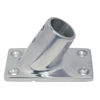 Relingfuß mit rechteckiger Grundplatte, 60Grad Edelstahl A4 78x43mm, für Rohr 22mm 1 Stück