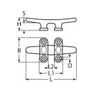 Klampe, flach, mit 4 Bohrungen Edelstahl A4 100mm 1 Stück