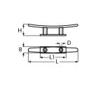 Klampe, flach, mit 2 Bohrungen Edelstahl A4 125mm 1 Stück