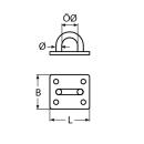 Decksplatte eckig Edelstahl A2 35x30mm, Bügel 5mm 10 Stück