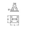 Decksplatte eckig Edelstahl A2 40x35mm, Bügel 6mm 10 Stück