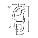 Schnappschäkel mit Wirbelauge Edelstahl A4 87mm 5...