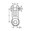 Toggle Gabel-Auge Edelstahl A4 Auge 5,5mm, Bolzen 5,2mm 5 Stück