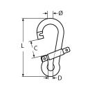 Karabinerhaken mit Spezialverschluss Edelstahl A4 8x80mm 10 Stück